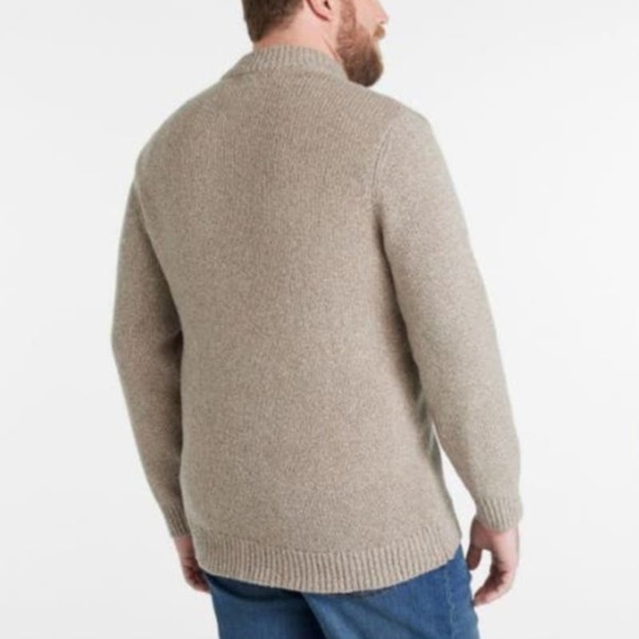 L.L.Bean Classic Ragg Wool Sweater Henley Long Sleeve Natural Men's M Tall - Picture 2 of 7